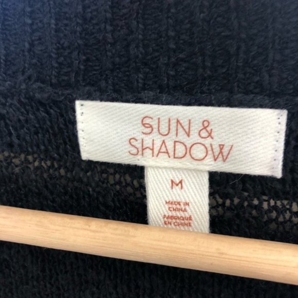 Sun + Shadow Black Cardigan Sweater Medium - Picture 5 of 6